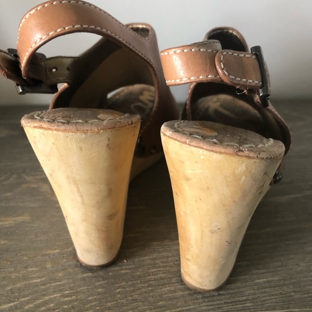Sam Edelman Camilla Brown Wood Wedge Sandals - Picture 2 of 6